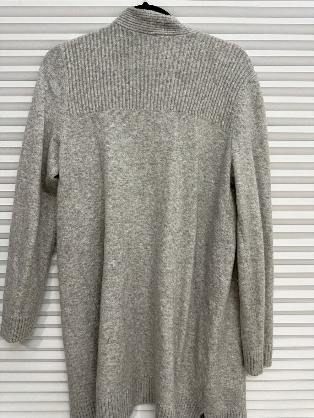 Talbots Heather Gray Ribbed Open-Front Long Cardigan - Picture 3 of 3